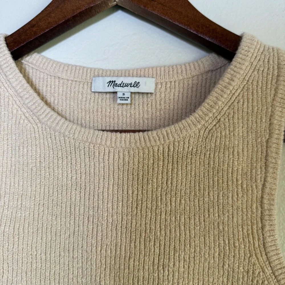 Madewell Ribbed Cutoff Cropped Sweater Tank Top Size Small Beige‎ - Picture 3 of 4